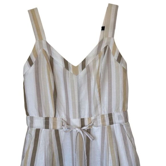 Greylin Lenox Ivory, Flax and Gray Linen Blend Wide Leg Jumpsuit Size S Coastal - Picture 4 of 16